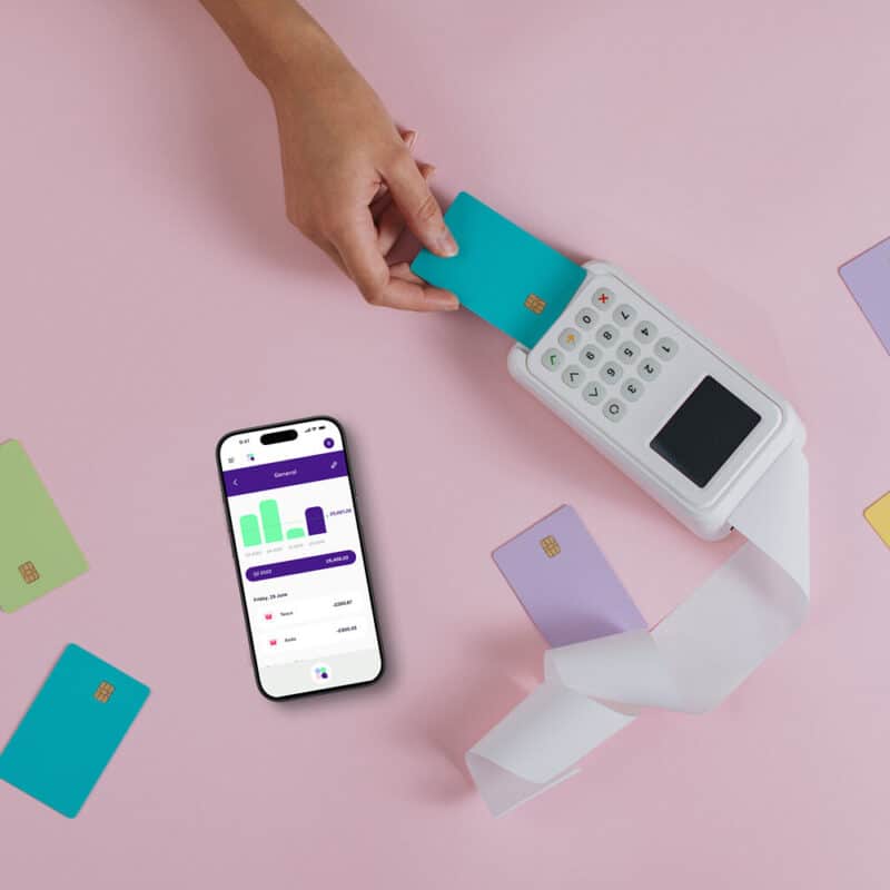 Open Banking app Menna on table with credit cards