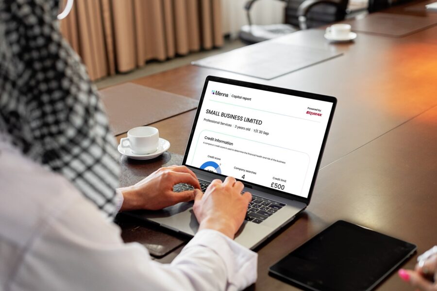 Business owner running business credit checks